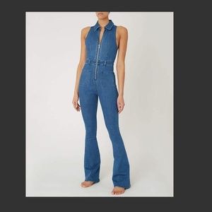 We Wore What Denim Light Wash Jumpsuit